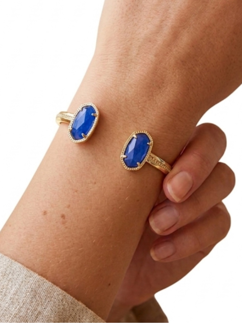 Kendra Scott Elton Cuff Bracelet Gold Cobalt Blue Pinch Cuff Bangle NWT
C3